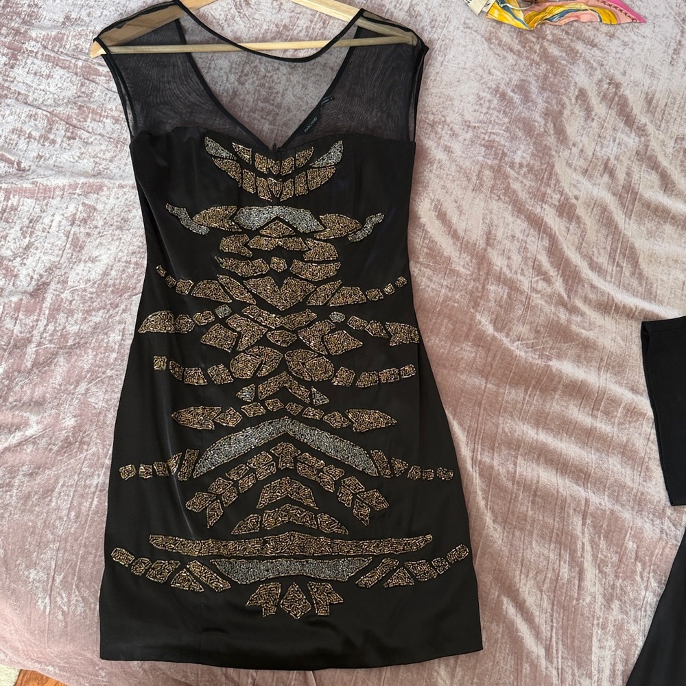 Marciano Black Dress with Gold Accents